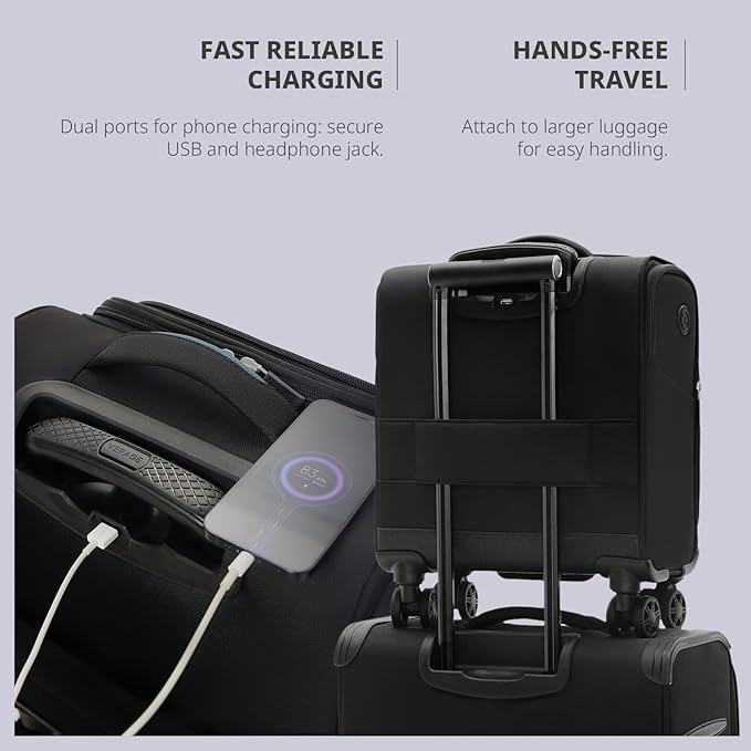 Verage Carry On Underseat Luggage with Wheels & USB Port, 14 Inch Wheeled Spinner Bag Carry-on Luggages for Airlines, Lightweight Suitcase Men Women, Pilots and Crew(14-Inch Compact Underseat Pro)