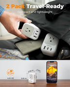 US to UK Plug Adapter 2 Pack, TESSAN Type G Adapter for Travel with 4 Outlets 3 USB (2 USB-C), Power Adaptor for US to UK Ireland London Scotland Kenya Dubai Singapore Hong Kong