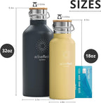 Stainless Steel Water Bottle with Straw, Infuser & 3 Lids: 18/32 OZ Leak-Proof Vacuum Insulated ACTIVE FLASK Drinking Bottles Hot Cold: Double Walled Outdoor Drink Thermo Mug Tea Coffee Sport Gym Bike