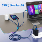 IDISON Multi Charging Cable(3Pack 4FT), 3 in 1 Charging Cable for Multiple Devices, USB-A Multi Charger Cord with Type-C, Micro USB and IP Port for iPhone 16/15/14/13/iPad/Android/Tablets and More