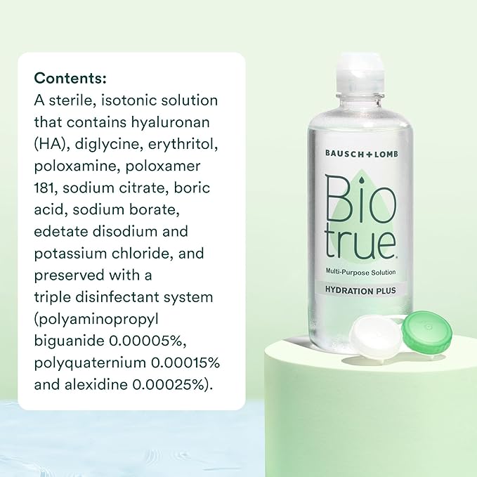 Biotrue Hydration Plus Contact Lens Solution, Multi-Purpose Solution for Soft Contact Lenses, Lens Case Included, 10 FL OZ (Pack of 2)