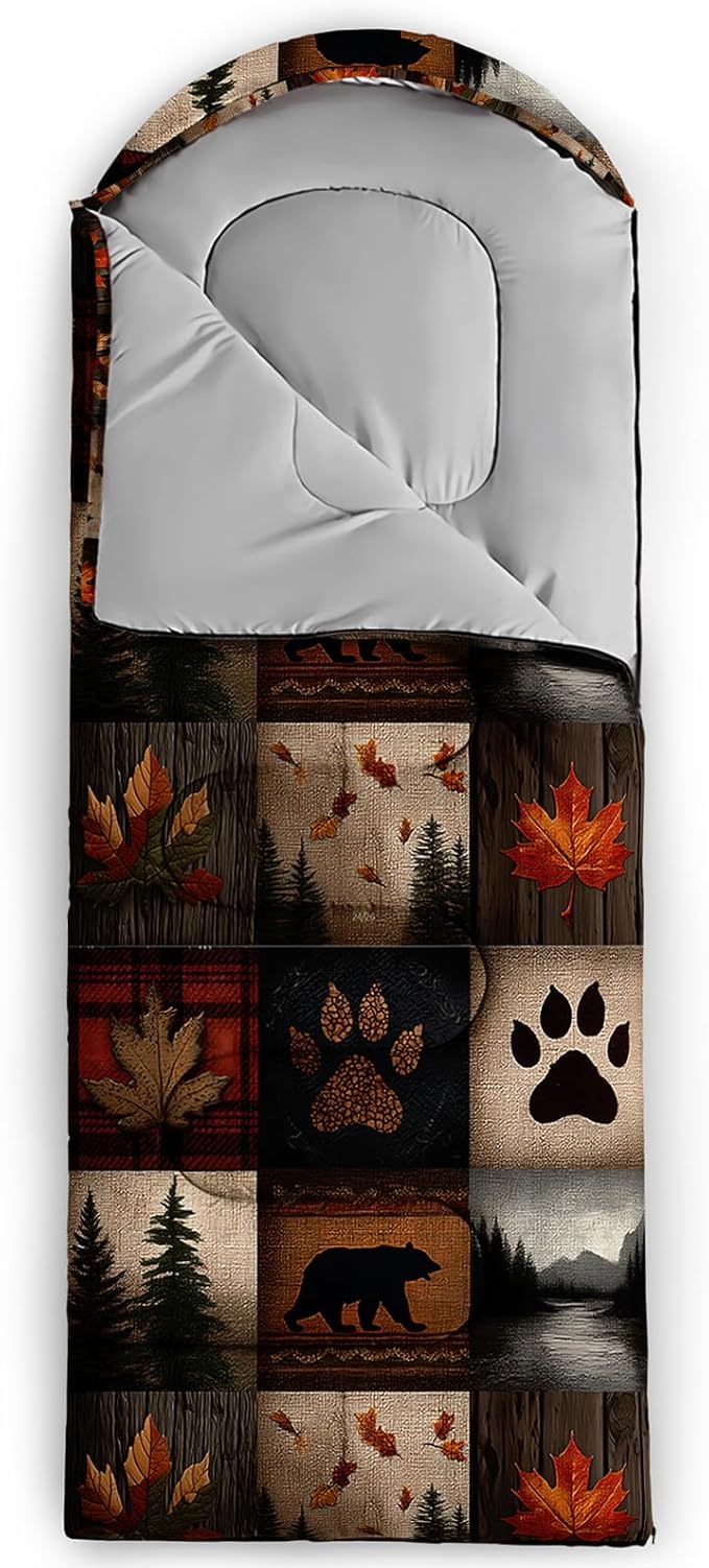 QOOMO Animals Camping Sleeping Bags,3 Season Warm & Cool Weather,Lightweight,Waterproof Sleeping Bags for Adults & Kids,Traveling,and Outdoors,Camping Gear Equipment