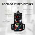 Travel Toiletry Bag for Men and Women - (10.6”x10.6”x3.2”) Large Hanging Toiletry Organizer - Waterproof Hygiene Bag with Metal XXL Swivel Hook, with Sturdy Zippers and 15 Compartments for Toiletries