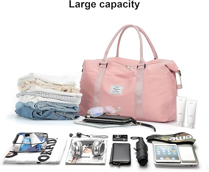 HYC00 Travel Duffel Bag,Carry-on Overnight Weekender Bags for Women,Sports Tote Gym Bag with Wet Pocket