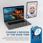OREI India, Nepal, Maldives Power Plug Adapter with 2 USA Inputs - Travel 3 Pack - Type D (US-10) Safe Grounded Use with Cell Phones, Laptop, Camera Chargers, CPAP, and More