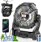 30000mAh Rechargeable Camping Fan with LED Lantern,Portable Battery Powered Outdoor Fan for Bedroom,Camping,Travel,Hiking,Beach,Office,Trave Accessories(Black)