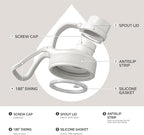 IDEUS Insulated Stainless Steel Water Bottle with 2 Leak-Proof Lids, Thermal Water Flask for Hiking Biking, 18oz, White