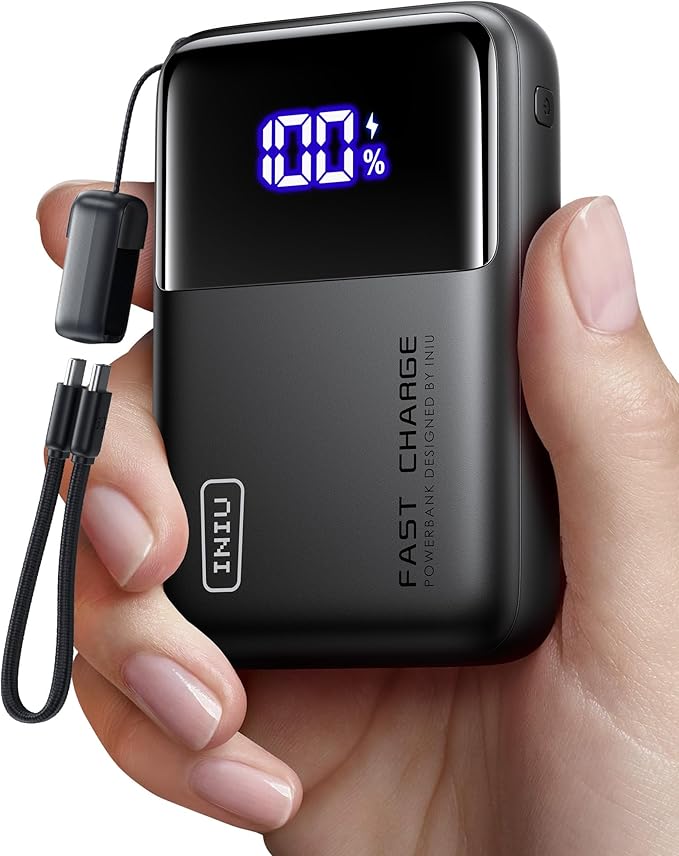 INIU 100W Power Bank, Mini Size 25000mAh High Capacity Laptop Portable Charger, USB C in&Out Tablet Powerbank, Smart Digital Display Phone Charger for iPhone 17 16 15, Samsung, iPad, MacBook, Laptop
