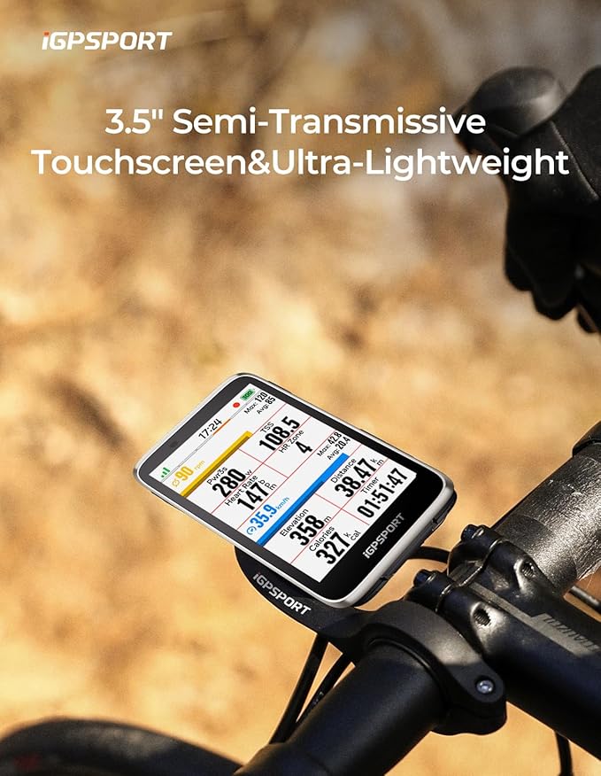 iGPSPORT BiNavi Bike Computer, Touch Screen Map Navigation Music Control Climb Tips Group Riding, Wireless GPS Cycling Computer