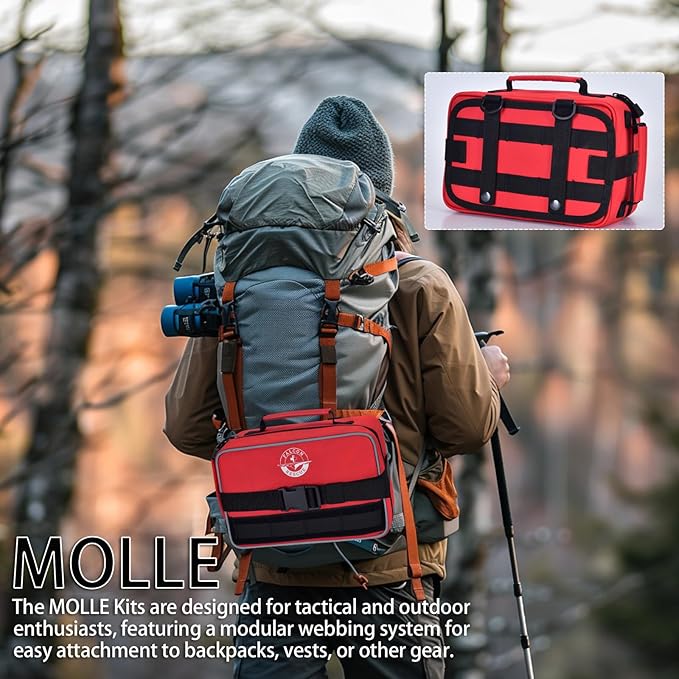 Premium 418-Piece First Aid Kits for Home, Car, Boat, Hiking & Outdoor Emergencies, Tear-Resistant Survival Kits for Business, Vehicle & School, All-in-One Waterproof Emergency Urgent Care Kit