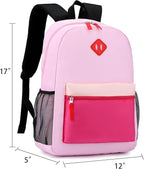 Backpack Set for Girls Boy Kids Backpack with Lunch Box for Elementary Primary Kindergarten School Bag (Purple Pink Set, Large)