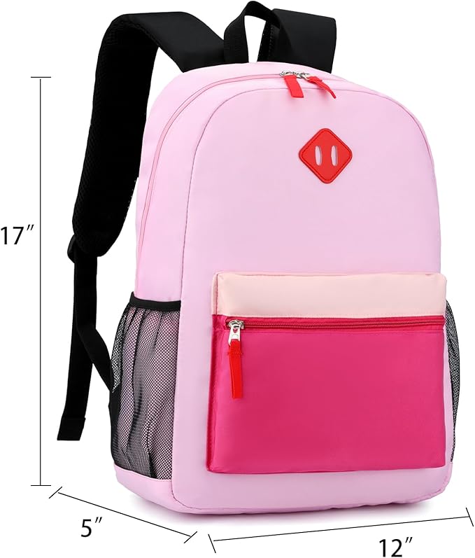 Backpack Set for Girls Boy Kids Backpack with Lunch Box for Elementary Primary Kindergarten School Bag (Purple Pink Set, Large)