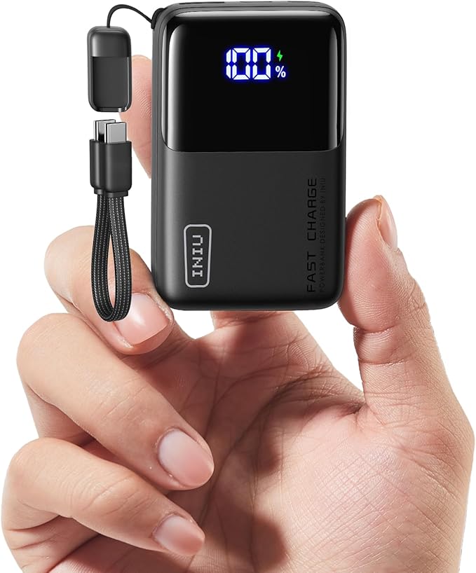 INIU Ultra Small 10000mAh 45W PD Power Bank & 240W Fast Charging [6.6ft, 2-Pack] Type C Charger Cord Combo