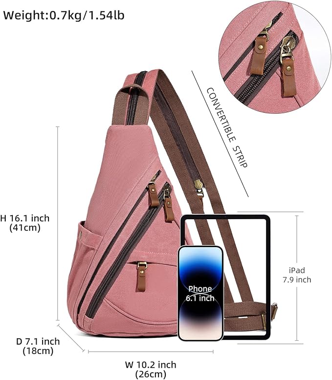 KL928 Canvas Sling Bag - Small Crossbody Backpack Shoulder Casual Daypack Rucksack for Men Women(Large Version)