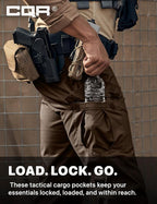 CQR Men's Flex Ripstop Tactical Pants, Water Resistant Stretch Cargo Pants, Lightweight EDC Hiking Work Pants