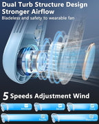 Neck Air Conditioners with Cooling Plate,Portable Neck Fan Rechargeable,Long Lasting Power Unit AC,Light Weight Individual Hangable Headband Cooler Fans for Traveling Camping Outside Walking Blue