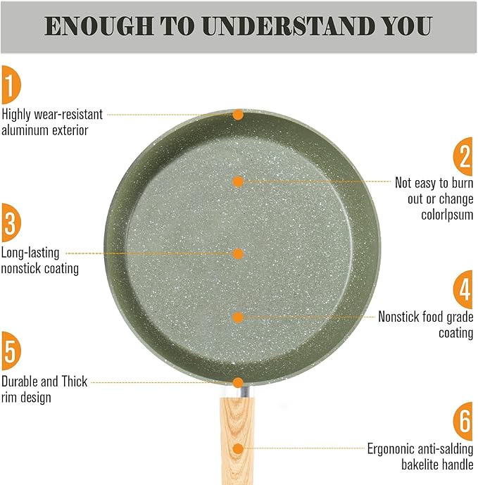 Kitchen Academy Non Toxic Pots and Pans Set Non Stick - 12 Piece Induction Cookware Sets, Green Granite Nonstick Cooking Pot and Pan Set, PFOA&PFOS Free