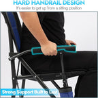 2 Pack Oversized Folding Camping Chair for Adults, Supports 450 LBS Camping Chairs, Heavy Duty Camping Chair with Side Pockets, Foldable Outdoor Chair for Camping, Beach, Fishing, Hiking, Blue-Black