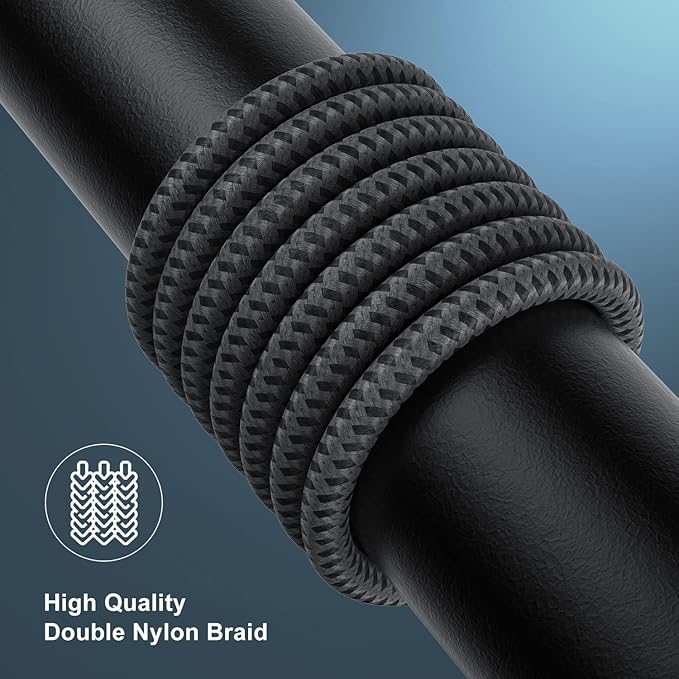 Essri 2Pack for iPhone Charger Cord 10FT, Lighting Cable 10 Feet to USB Charging Cable, Nylon Braided Charging Cord 10 Foot Compatible with iPhone 14 13 12 11 X XS XR 15 Pad -Grey