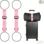 BILIONE Add a Bag Luggage Straps 2 Pack, Adjustable Bungee Elastic Belt to Connect Two Suitcases, Secure Carry On & Travel Essentials (Pink, 2 Pack)
