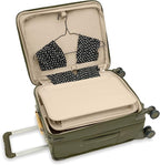 Briggs & Riley 21" Global Carry On Expandable Spinner - Luggage for International Travel, Suitcases with Wheels, Softside Rolling Bag for Men & Women, Self-Repairing Zipper- Baseline Collection, Olive