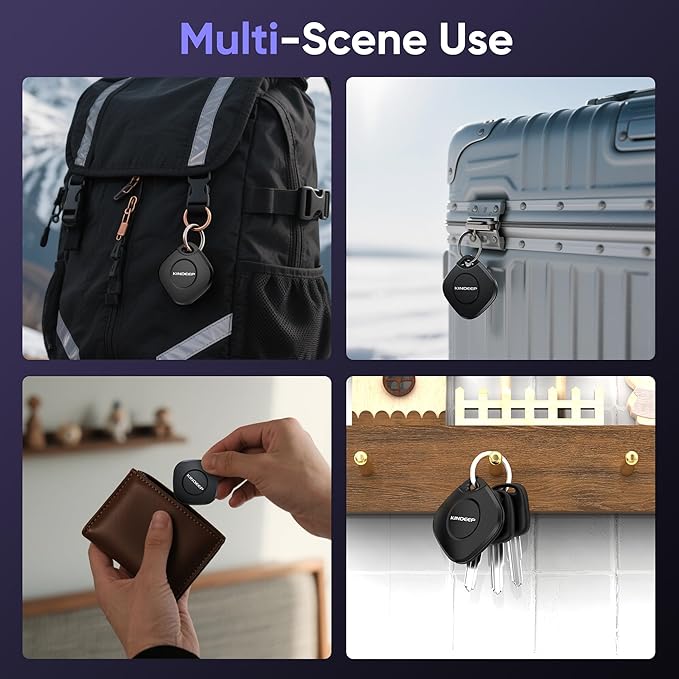 Air Tracker Tag 4 Pack: Bluetooth Item Finder with Apple Find My APP (iOS Only), Item Locator for Keys Finder, Luggage Tracker, Bags Wallets Tracking, IP67 Waterproof Smart Tag