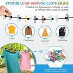 SenseYo Retractable Portable Clothesline for Travel with 22 Clothespins, Camping Clothes line for Indoor Outdoor Balcony Hotel Room Laundry Drying