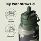 BOTTLE BOTTLE 32oz Insulated Water Bottle Stainless Steel Sport Water Bottle with Straw Dual-use Lid Design for Gym with Pill Box