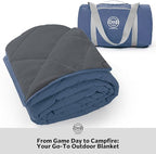 STOVER Waterproof Stadium Blanket – Portable Outdoor Camping Blanket for Travel, Picnics, or Sports – Warm, Windproof, Lightweight, and Packable (Glacier Blue)