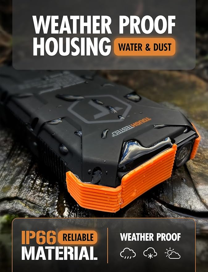 ToughTested 24,000 mAh Fast Charging Solar Power Bank, Portable Solar Charger External Battery Bank | LED Flashlight, IP67 Waterproof, Dustproof, Shockproof for Camping, Travel & Emergency Use
