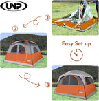 UNP Tents 6 Person Waterproof Windproof Easy Setup,Double Layer Family Camping Tent with 1 Mesh Door & 5 Large Mesh Windows -10'X9'X78in(H)