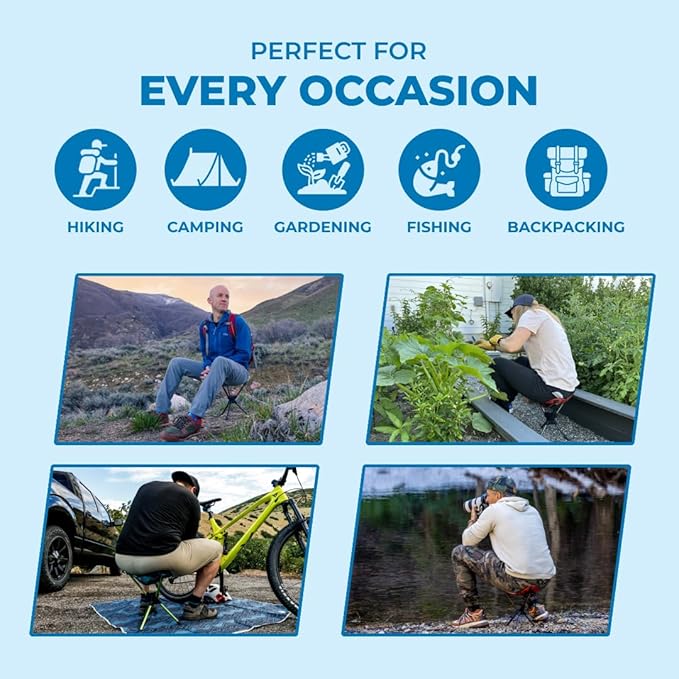 GRAND TRUNK Compass 360 UC Swivel Stool - Ultra-Compact 260lb Capacity Portable Seat for Camping, Travel & Outdoors (Storm)