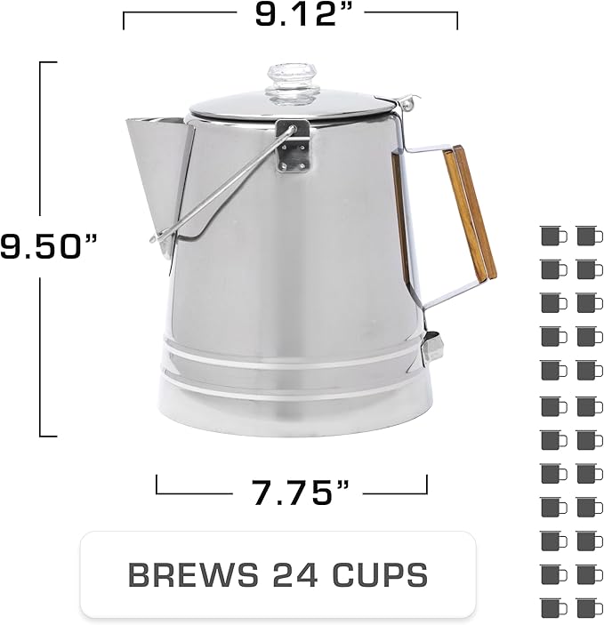 COLETTI Scoutmaster Coffee Percolator Camping — The Ultimate Camping Coffee Maker [24 Cup]