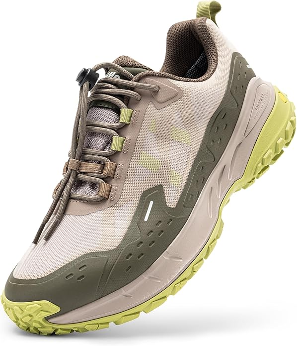 FitVille Men Waterproof Hiking Shoes Extra Wide Walking Shoes Slip-Resistant Trekking Trainers All-Terrain Quick Lace Sneakers for Travel, Camping, Running