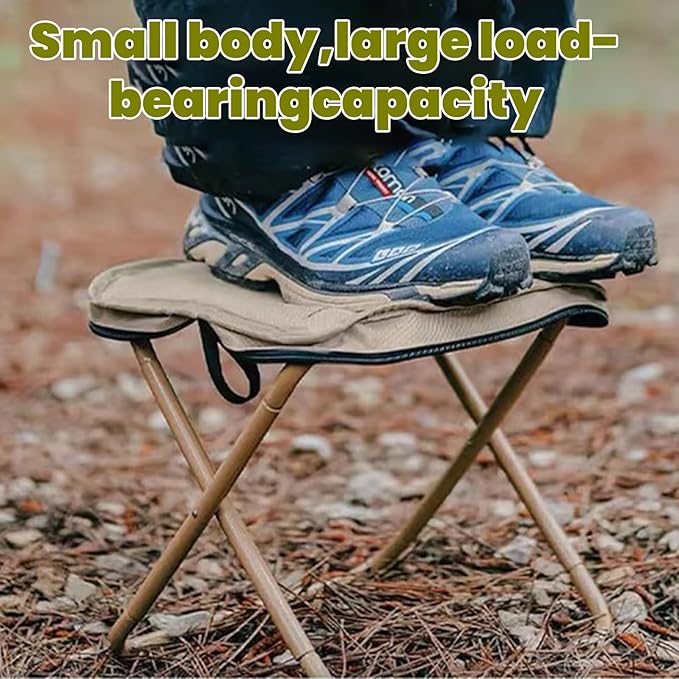 Foldable Portable Backpack Stool|Collapsible Stool for Camping,Hiking |Lightweight Ultralight Pocket Chair|Capacity 330LBS|Outdoor Footstool for Travel Walking Fishing Picnic BBQ (Army Green, Small)