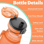 OLDLEY 25 oz Water Bottle, Motivational Water Bottle with Time Marker, Sports Water Bottle With Strap, Leakproof & BPA Free Large Water Bottles for School, Gym, Travel, Outdoor, Tritan,Orange&Green