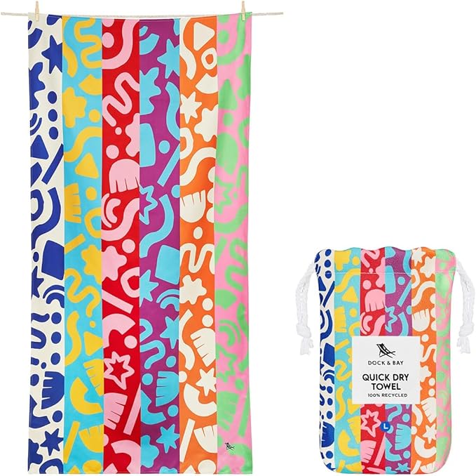 Dock & Bay Quick Drying Towel - for Sports & Gym - Compact, Lightweight - 100% Recycled - Includes Bag - Power of Positivity, Medium (130x70cm, 51x27)