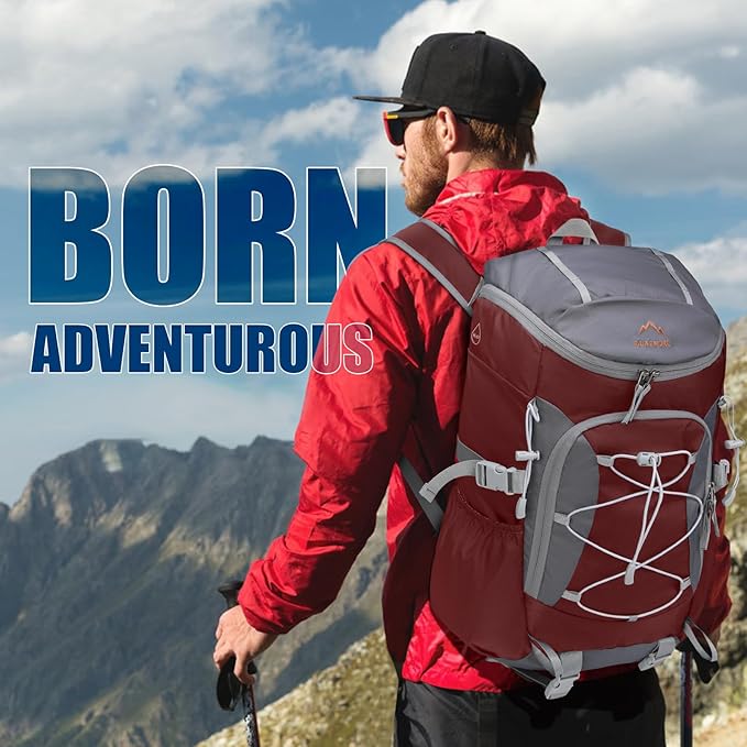 RAINSMORE Foldable Hiking Backpack for Women Men Packable Camping Backpack 40L Waterproof Hiking Daypack Bag Lightweight Collapsible Daypack for Travel Trekking Mountaineering Large Capacity Red