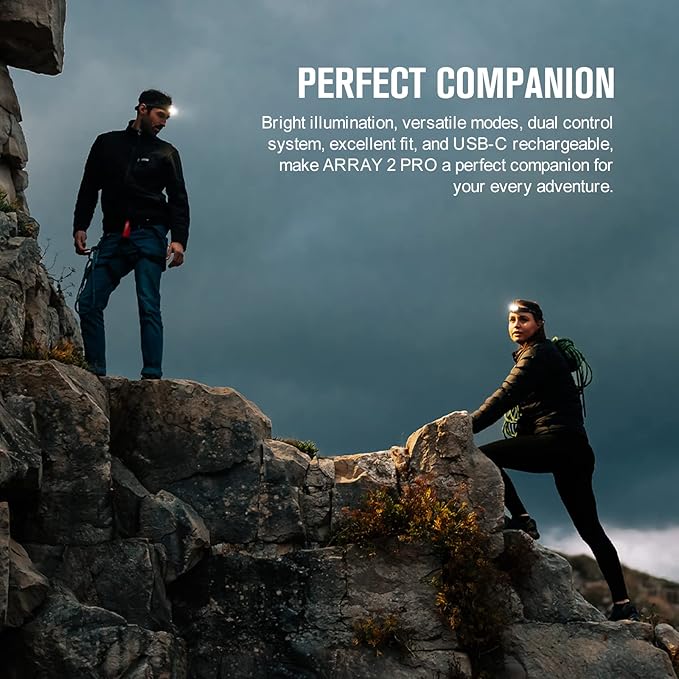 OLIGHT Array 2 Pro 1500 Lumens Headlamp with Red Light Option, Powered by USB-C Rechargeable LED Headlight with Motion Sensor for Outdoors, Camping, Running, Working (Black)