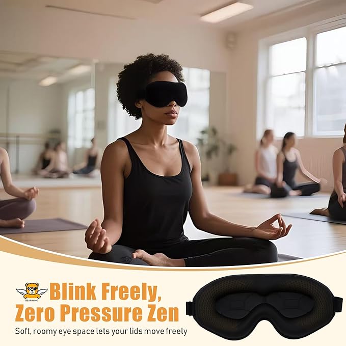 Premium Ultra-Light Sleep Mask, Only 0.73oz, 100% Light Blocking, Comfortable 3D Countered Memory Foam, Lash Extension Eye Masks for Sleep, Travel, Office, for Men Women Side Sleeper, Black