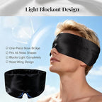 Mulberry Silk Sleep Mask for Men & Women - 100% Light Blocking Blackout Eye Mask for Side Sleepers, Adjustable Fit for All Heads, Soft Zero Pressure Comfort, Unisex Travel Eye Cover(Black)