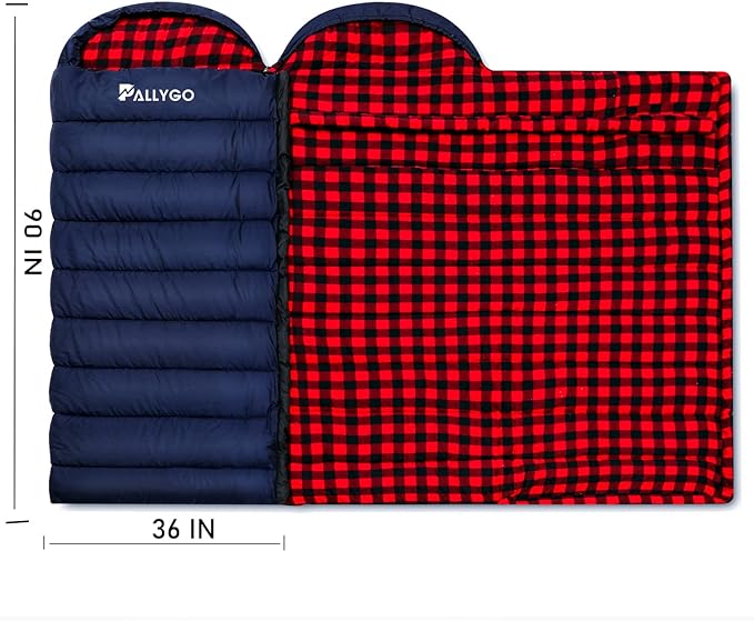 0 Degree Sleeping Bag Cotton Flannel Sleeping Bags for Adults Cold Weather Camping Winter Zero Degree Warm Weather Big and Tall