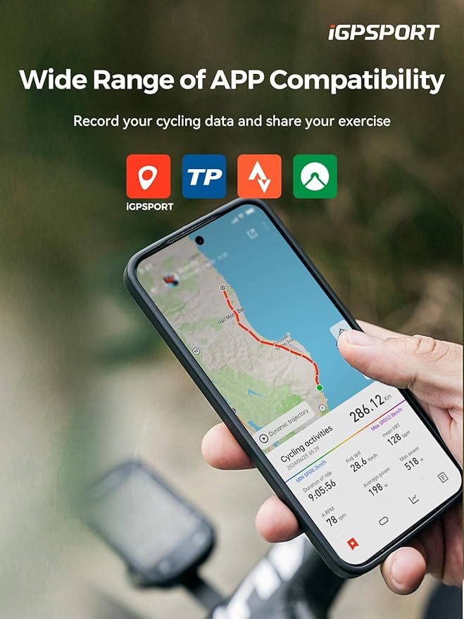 iGPSPORT BSC200S GPS Bike Computer, Wireless Route Navigation 2.4'' Screen Bluetooth ANT+ Cycle Computer IPX7 Waterproof