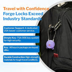 Forge TSA Approved Luggage Locks Ultra-Secure Dimple Key Locks, Cable Lock, for Travel with Zinc Alloy Body- 2 Purple Locks