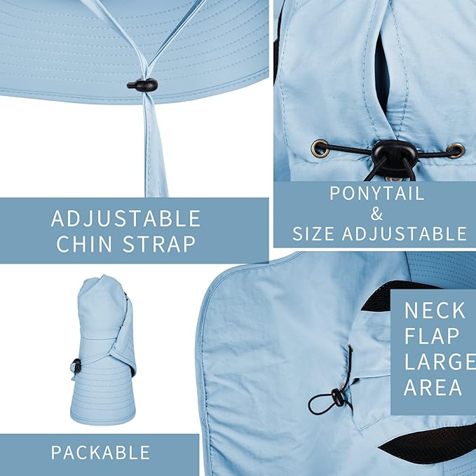 Sun Hat for Men Women with Neck Flap,UPF 50+ UV Protective Hiking Fishing Hats,Wide Brim Sun Hat for Women&Men