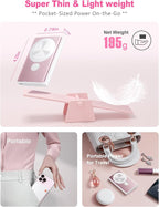 Kesguar Magnetic Portable Charger, 10000mAh 22.5W PD Super Fast Charging Wireless Power Bank. Ultra-Strong Magnet, USB C in&Out Battery Pack for Magsafe, iPhone 17/16/15/13/12 Pro Series, Pink