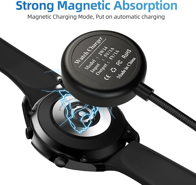 USB C Charger Compatible with Samsung Galaxy Watch 7/6/6 Classic/5/5 Pro/4/4 Classic/3/Active 2, Upgrade Nylon Galaxy Watch Charger Cable