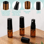 Zhehao 25 Pcs Mini Spray Bottles 2 ml Clear Glass Perfume Bottles Refillable Fine Mist Perfume Atomizer Portable Empty Sample Containers for Cleaning, Essential Oils, Travel (Amber)