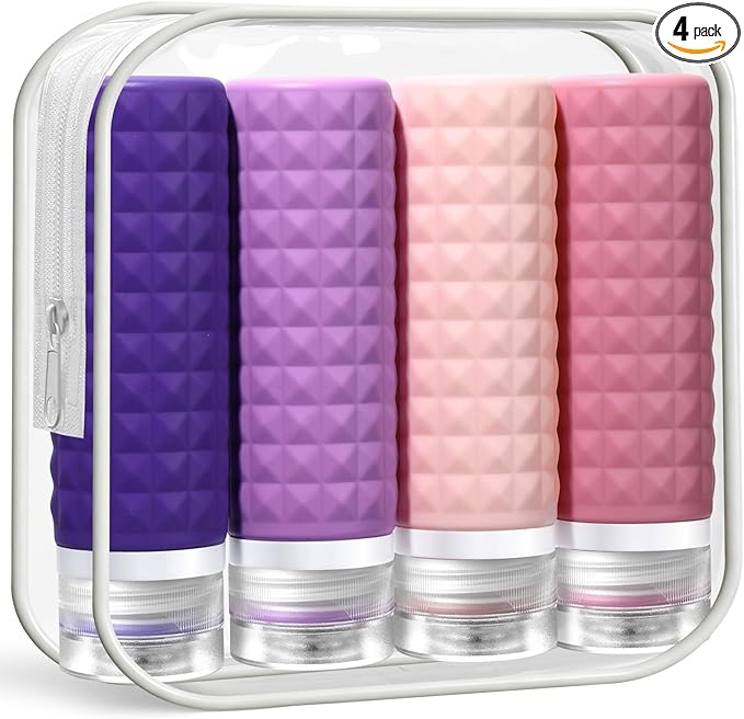 Travel Bottles for Toiletries, TSA Approved Travel Size Containers, Leak Proof Silicone Shampoo Bottles, Small Toiletry Containers with Clear Bag for Shampoo Conditioner Lotion