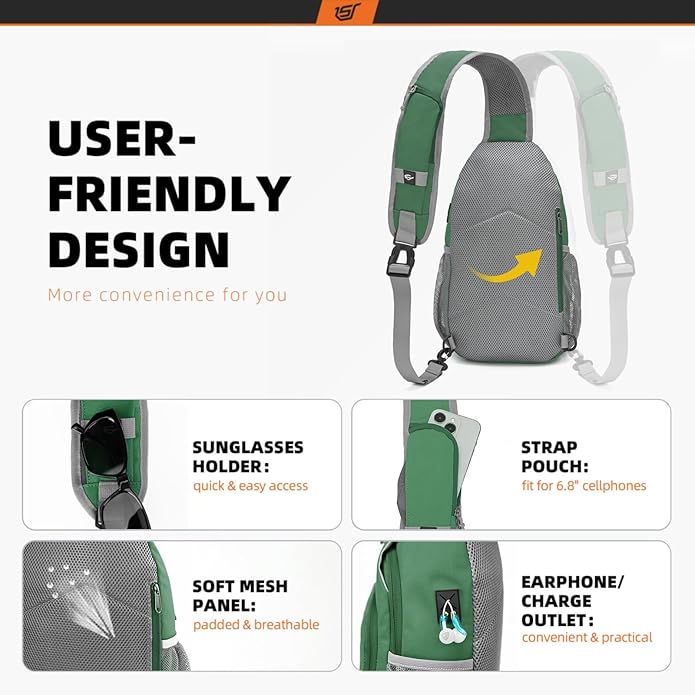 SKYSPER Sling Bag RFID Crossbody Sling Backpack Cross Body Shoulder Bag Travel Hiking Daypack for Women Men